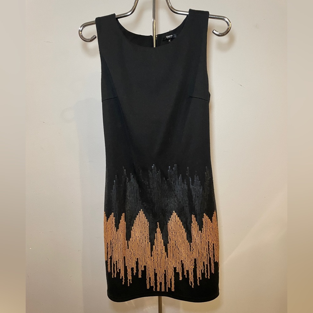 Black Tesoro Moda Dress with Gold and Navy Sequins